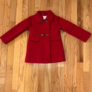 NWT Red toddler girl pea coat button-up w/ pockets